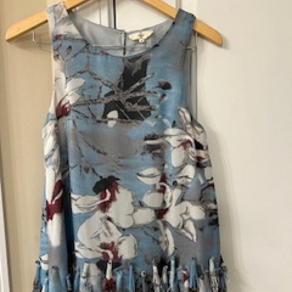 Women's Top Brand: entro Small Sleeveless Frills on Bottom of Top Multicolor